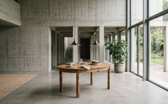 Brutalist Oval Oak Dining Table from Henning Kjærnulf, Denmark, 1960s