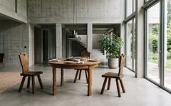 Brutalist Oak Dining Table with Two Extension Leaves, Denmark, 1960s