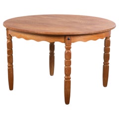 Henning Kjærnulf Round Brutalist Oak Dining Table, Denmark