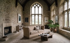 Divano Knole vintage in velluto con cuscini a motivi floreali, anni '50