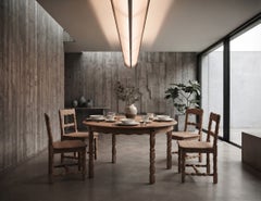 Henning Kjærnulf Round Brutalist Oak Dining Table, Denmark