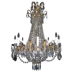A Fine Antique French Louis XVI Style Gilt and Crystal Chandelier