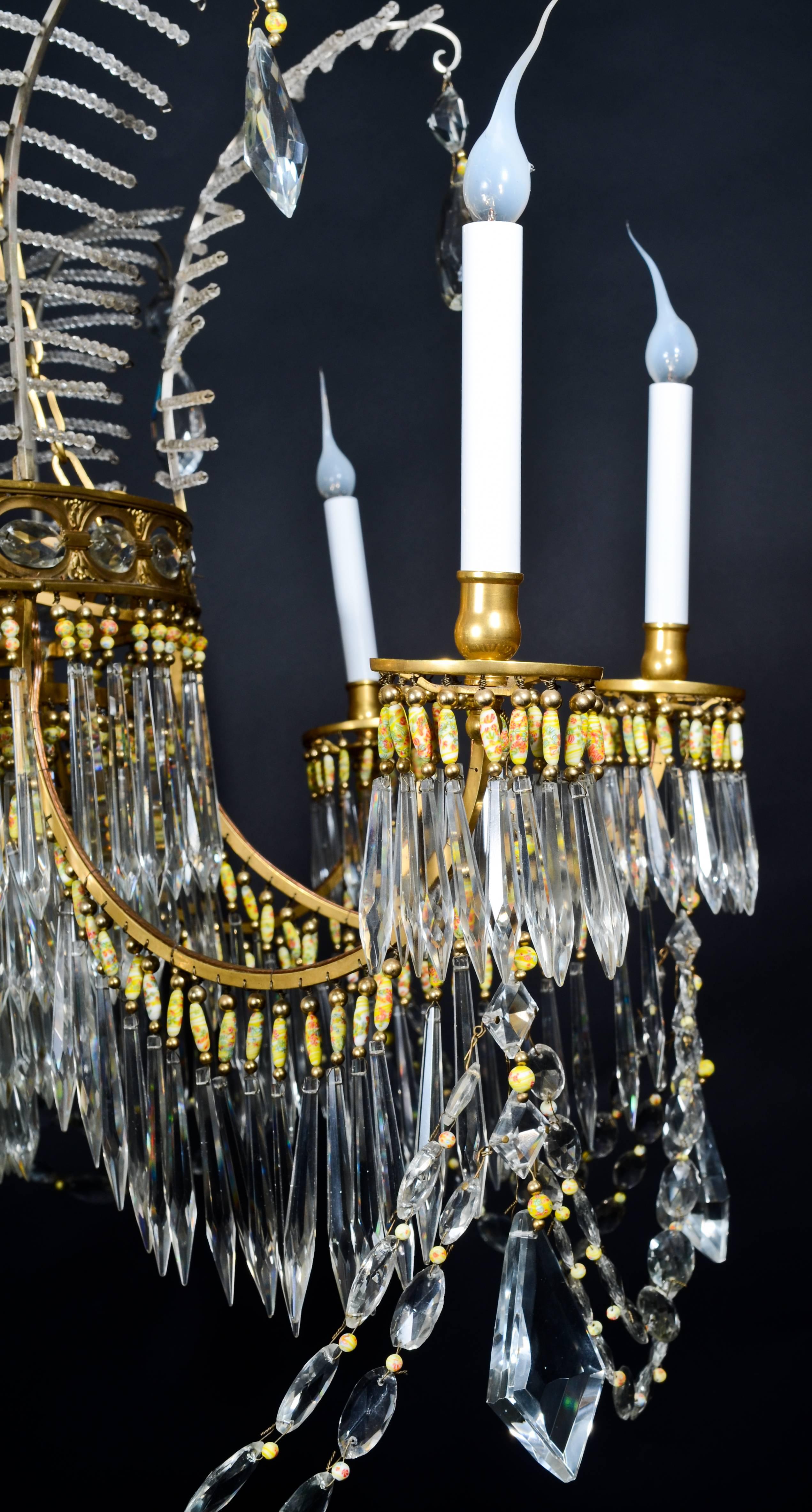 Palatial & Large Antique Russian Neoclassical Gilt Bronze and Crystal Chandelier In Good Condition For Sale In New York, NY