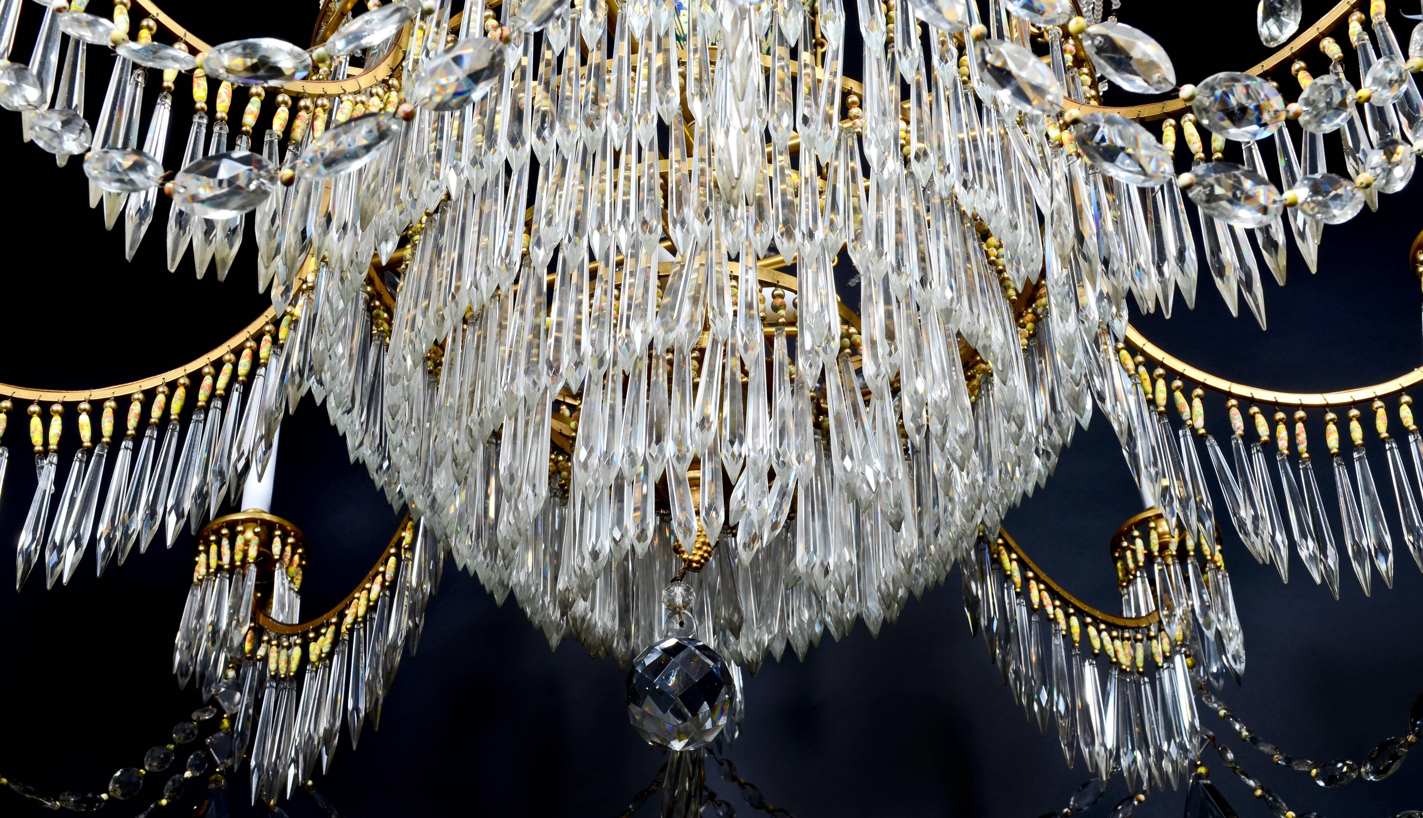 Palatial & Large Antique Russian Neoclassical Gilt Bronze and Crystal Chandelier For Sale 2