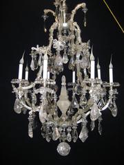 Antique French Baguès Style Rock Crystal and Crystal Chandelier