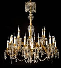 Antique French Louis XVI Style Gilt Bronze and Crystal 24-Arm Chandelier