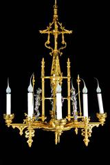 French Louis XVI Style Gilt and Silvered Bronze Figural Chandelier