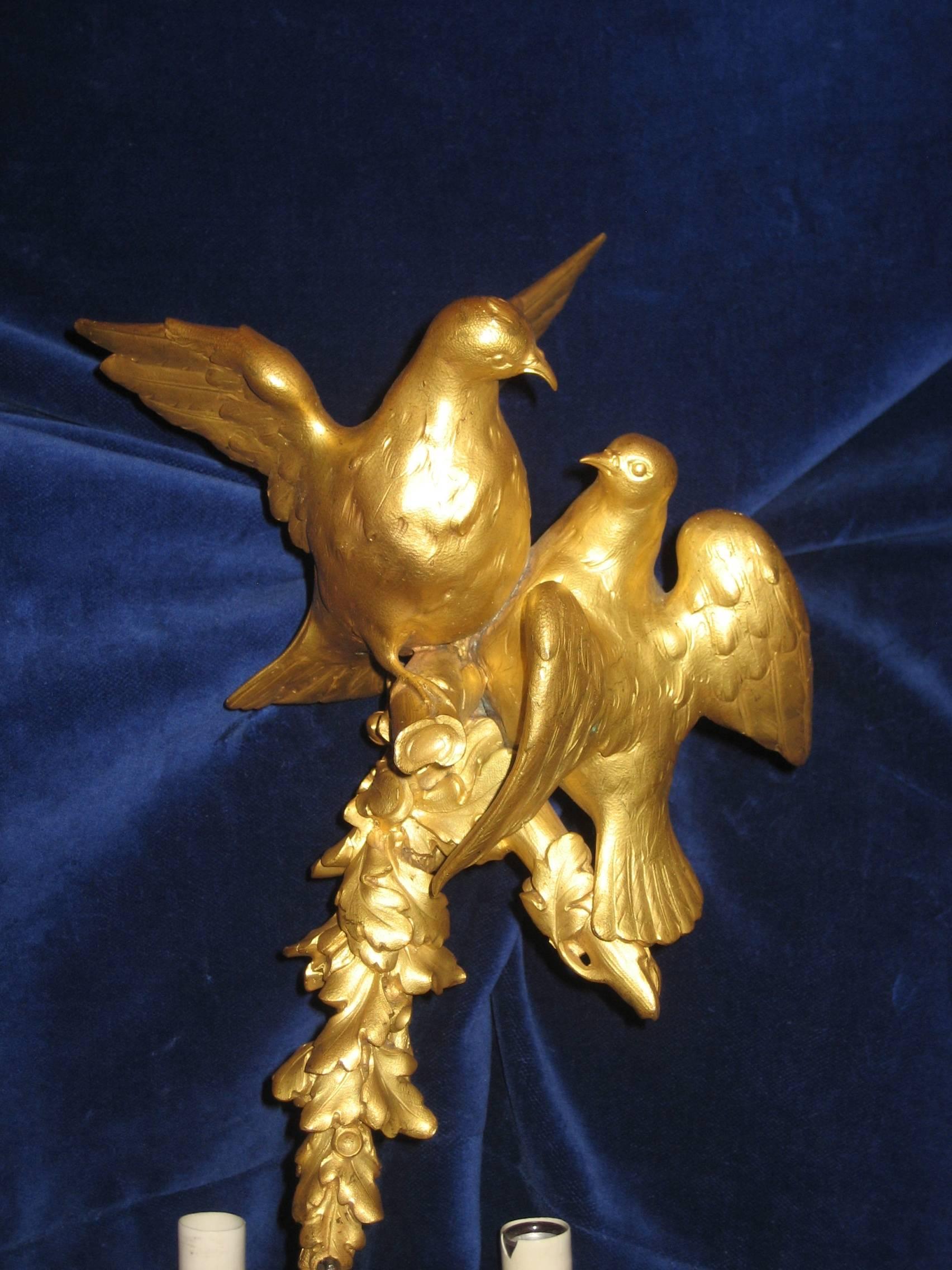 20th Century Pair of Superb Antique French Louis XVI Style Gilt Bronze Chandelier Sconces For Sale
