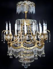 Palatial & Large Antique Russian Neoclassical Gilt Bronze and Crystal Chandelier