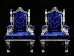 Pair Of Cut Glass and Velvet Armchairs in the Manner of F & C Osler
