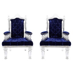 Pair Of Cut Glass and Velvet Armchairs in the Manner of F & C Osler