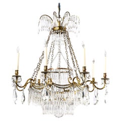 A Large Antique Russian Neoclassical Ormolu & Cut Crystal Multi Arm Chandelier