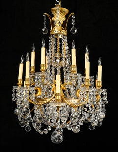 A Unique Antique French Louis XVI Baccarat Ormolu & Crystal Figural Chandelier