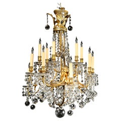 A Unique Antique French Louis XVI Baccarat Ormolu & Crystal Figural Chandelier