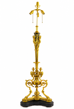 A Unique Large Antique French Louis XVI St. Ormolu & Bronze Figural Floor Lamp