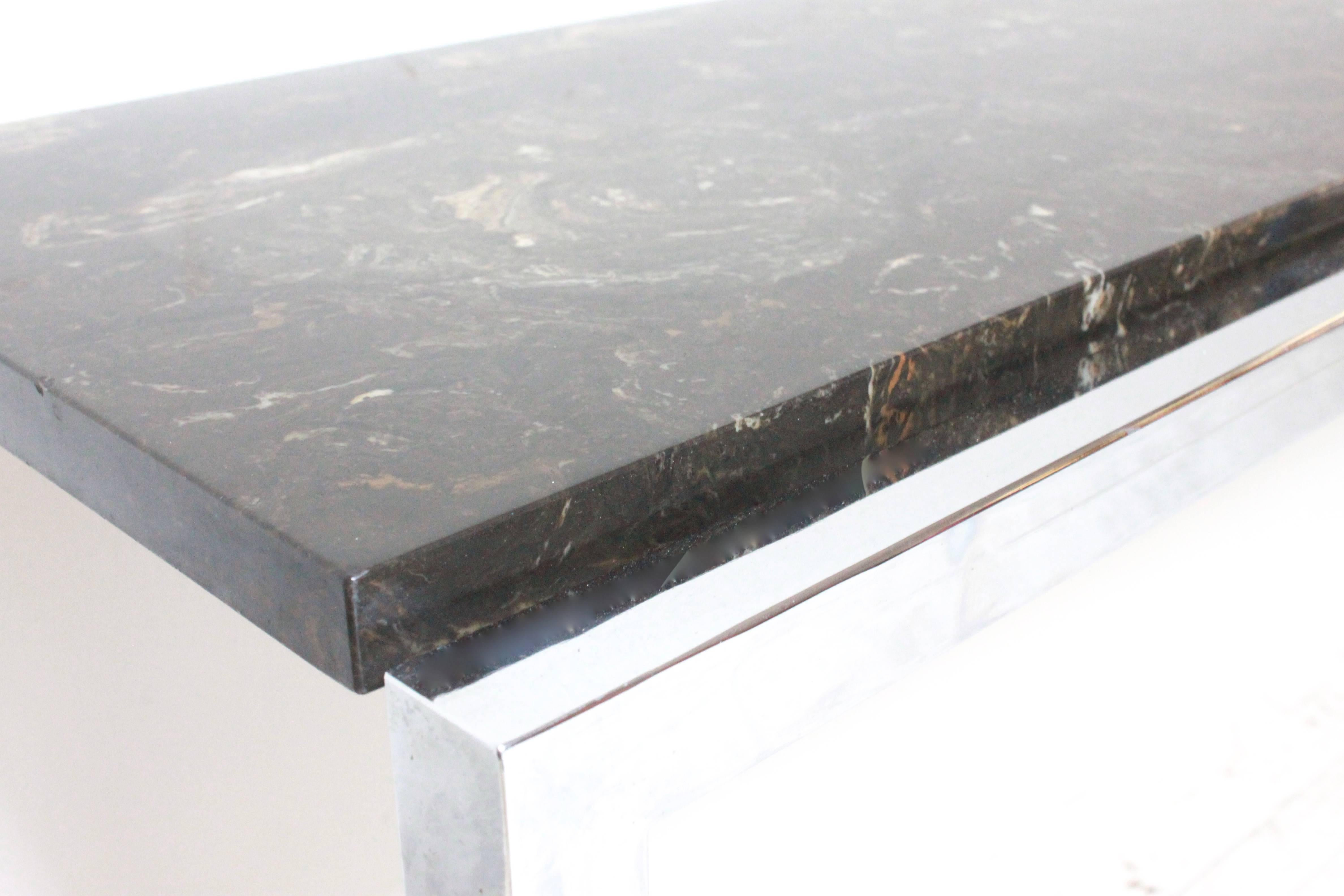 American Floating Marble Chrome Console Table