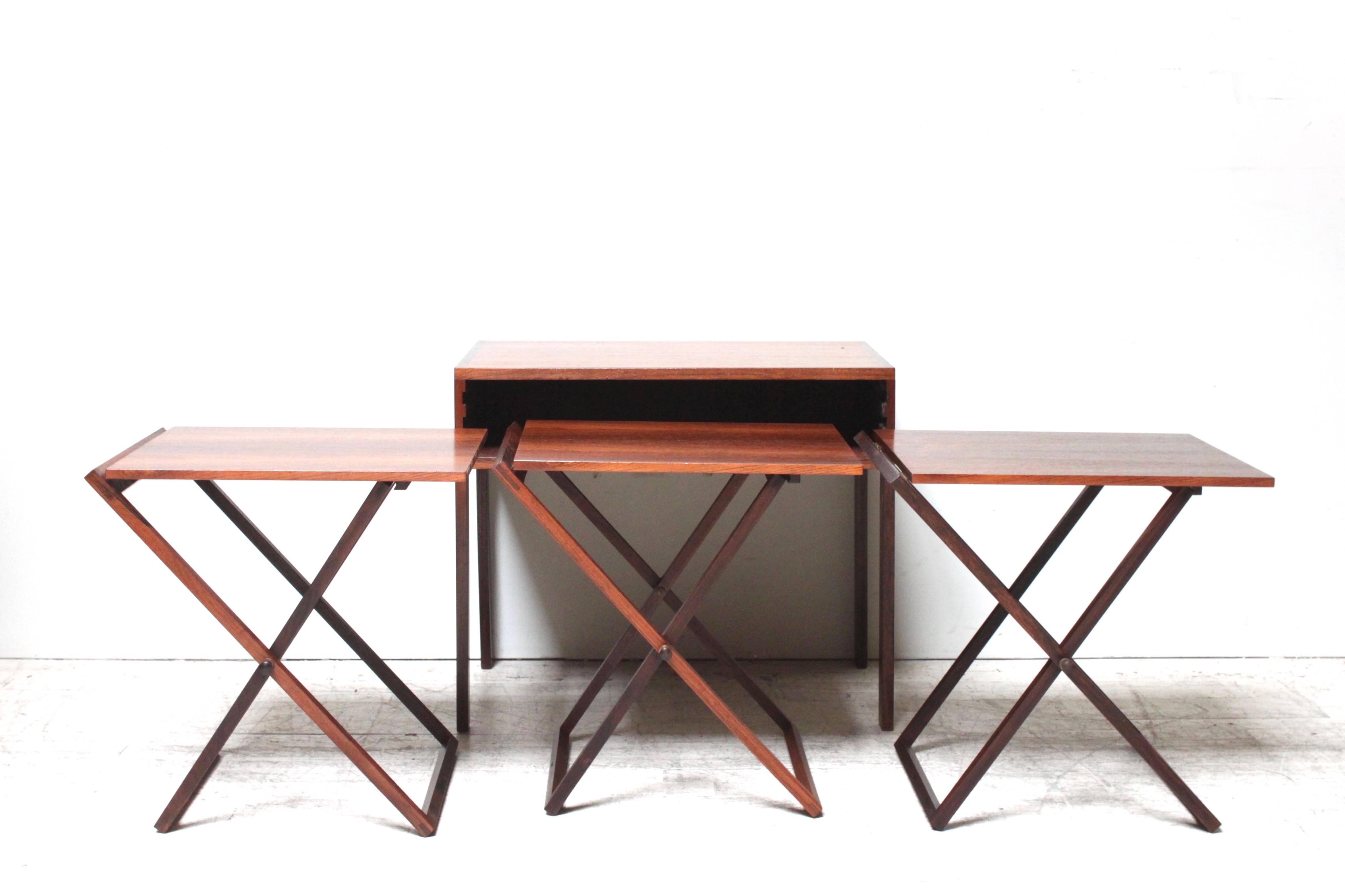 Mid-Century Modern Folding Rosewood Tray Tables by Illum Wikkelsø