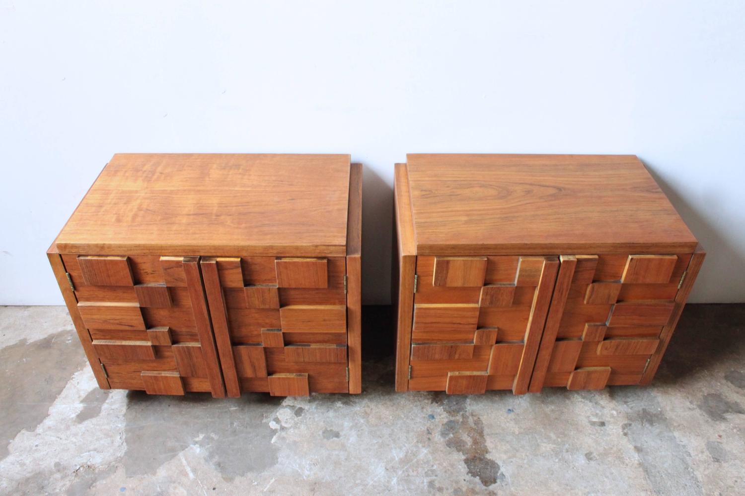 American MidCentury Brutalist Nightstands by Lane at 1stdibs