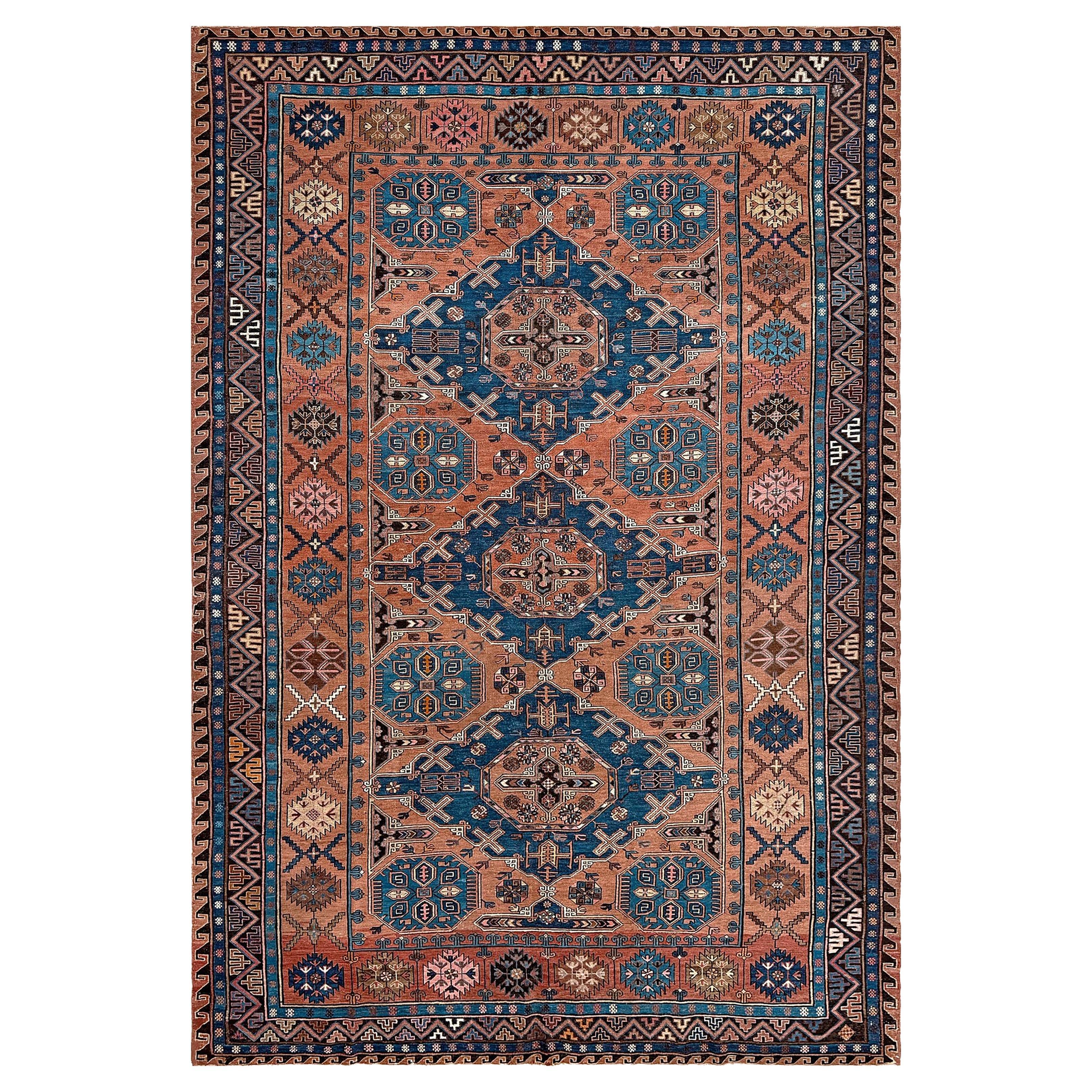 Antico Konagkend Soumak del 19° secolo - Tappeto caucasico - 7′2″×10′6 - Azerbaigian in vendita