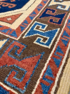 Vibrant Turkish Mini Rug • Handmade Geometric Wool Carpet, 3x3 Square
