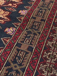 Vintage Caucasian Soumak Rug • Handmade Flatweave Wool, Wall Hanging, 4x5
