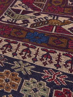 Burgundy & Camel Armenian Soumak • Vintage Caucasian Rug / Wall Art • 1950s