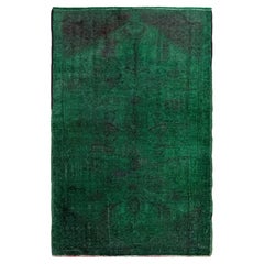 Emerald Green Abstract Mini Rug • Handmade Turkish Bathmat / Doormat • 2x3