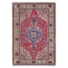 Crimson Red Kayseri • Handmade Vintage Floral Turkish Rug (5'x7')