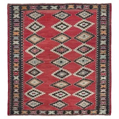 Madder Red Pirot / Sharkoy Kilim • Vintage European Flatweave Village Rug • 8×9