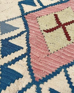 Pastel Tribal Turkish Kilim • Handmade Vintage Anatolian Flatweave Rug (5×7)