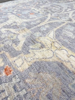 Muted Arabesque Turkish Oushak Rug • Handmade Neutral Wool Carpet 6x9