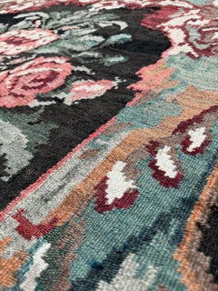 Kilim rose de Moldavie • Tapis vintage européen en laine, tissé à plat, 6 × 11, années 1940