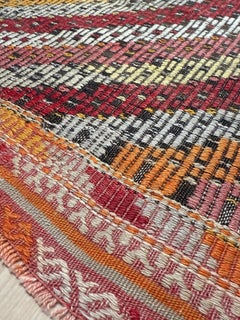 Vintage Turkish Cicim Kilim Rug • Handmade Anatolian Wool Embroided Flatweave
