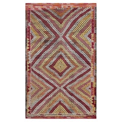 Vintage Turkish Cicim Kilim Rug • Handmade Anatolian Wool Embroided Flatweave