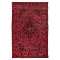 Moody Red Vintage-Inspired Turkish Rug • Handmade Eclectic Wool Accent Rug 5x7
