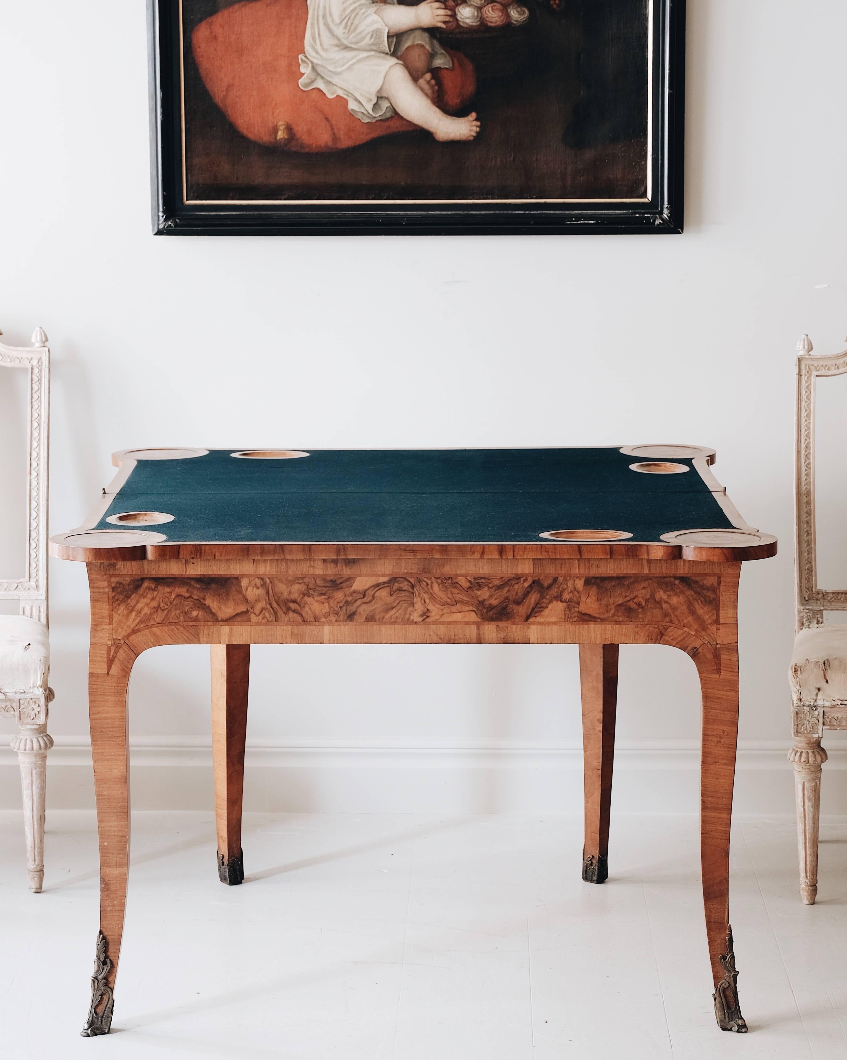 Swedish 18th Century Rococo Console Game Table