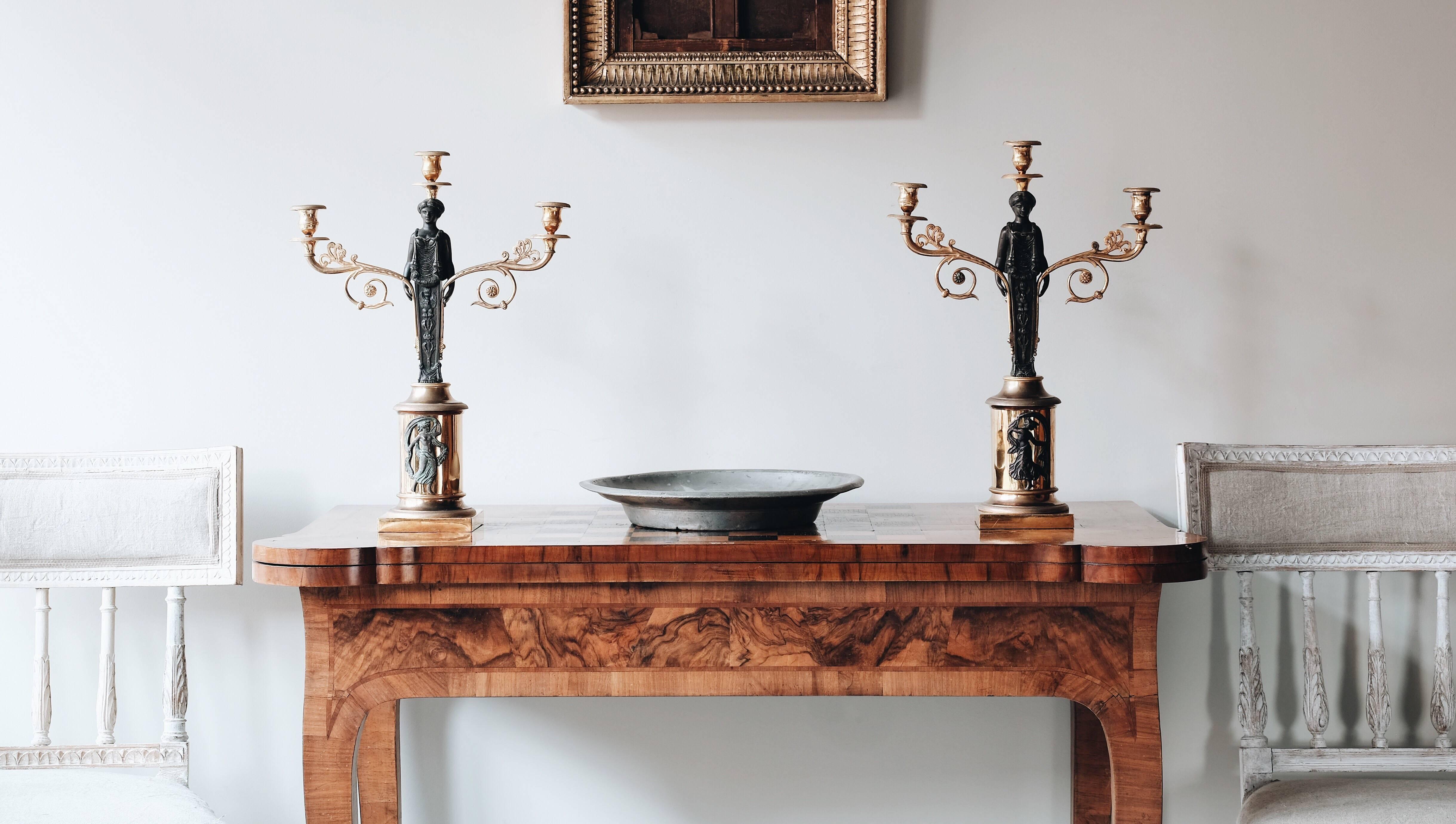 Bronze 19th Century Swedish Empire Candelabras