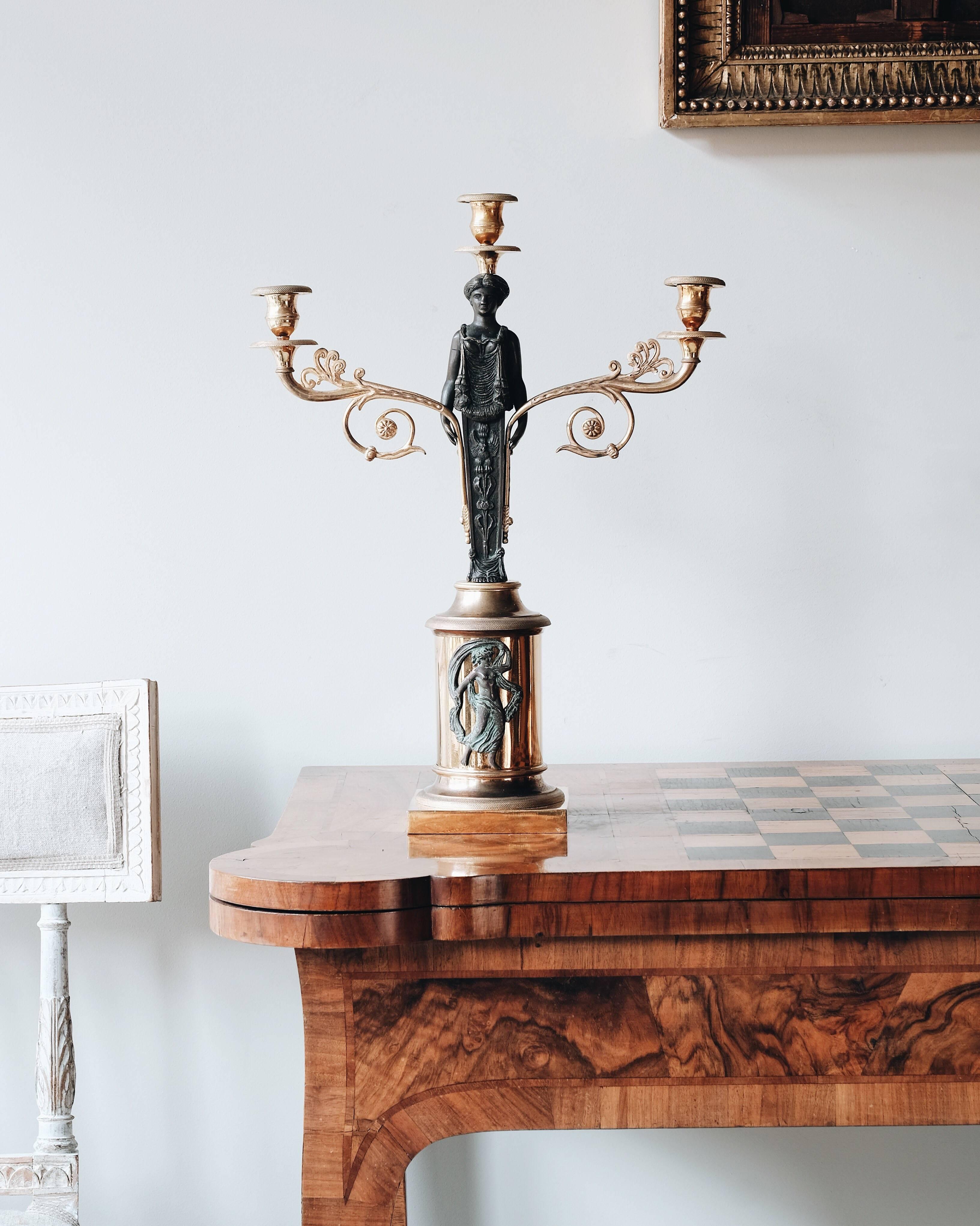 19th Century Swedish Empire Candelabras In Good Condition In Allerum, SE