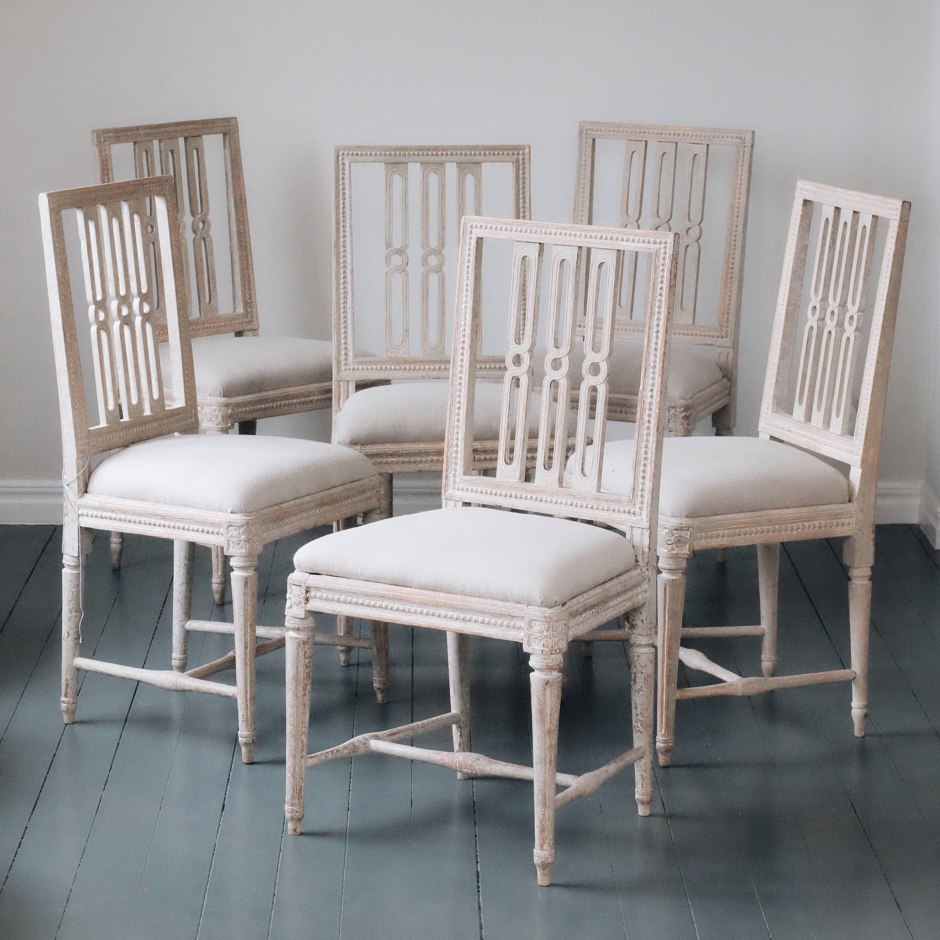 Swedish Set of six 18th century Gustavian dining chairs