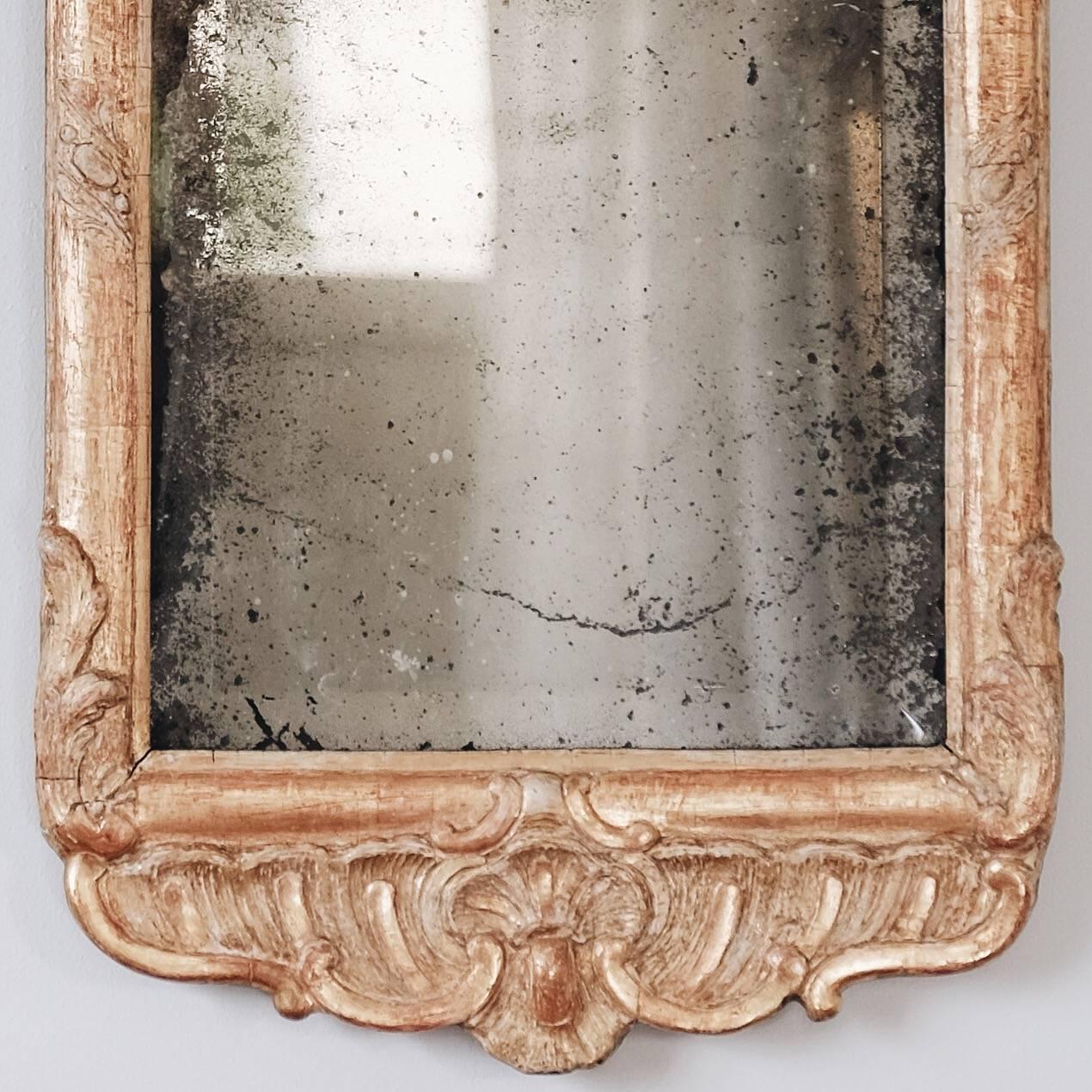 18th Century and Earlier 18th Century Swedish Rococo Giltwood Mirror