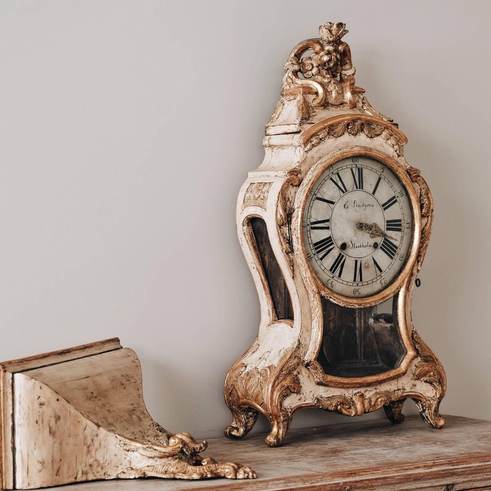 Late 18th Century 18th Century Swedish Rococo Console Clock