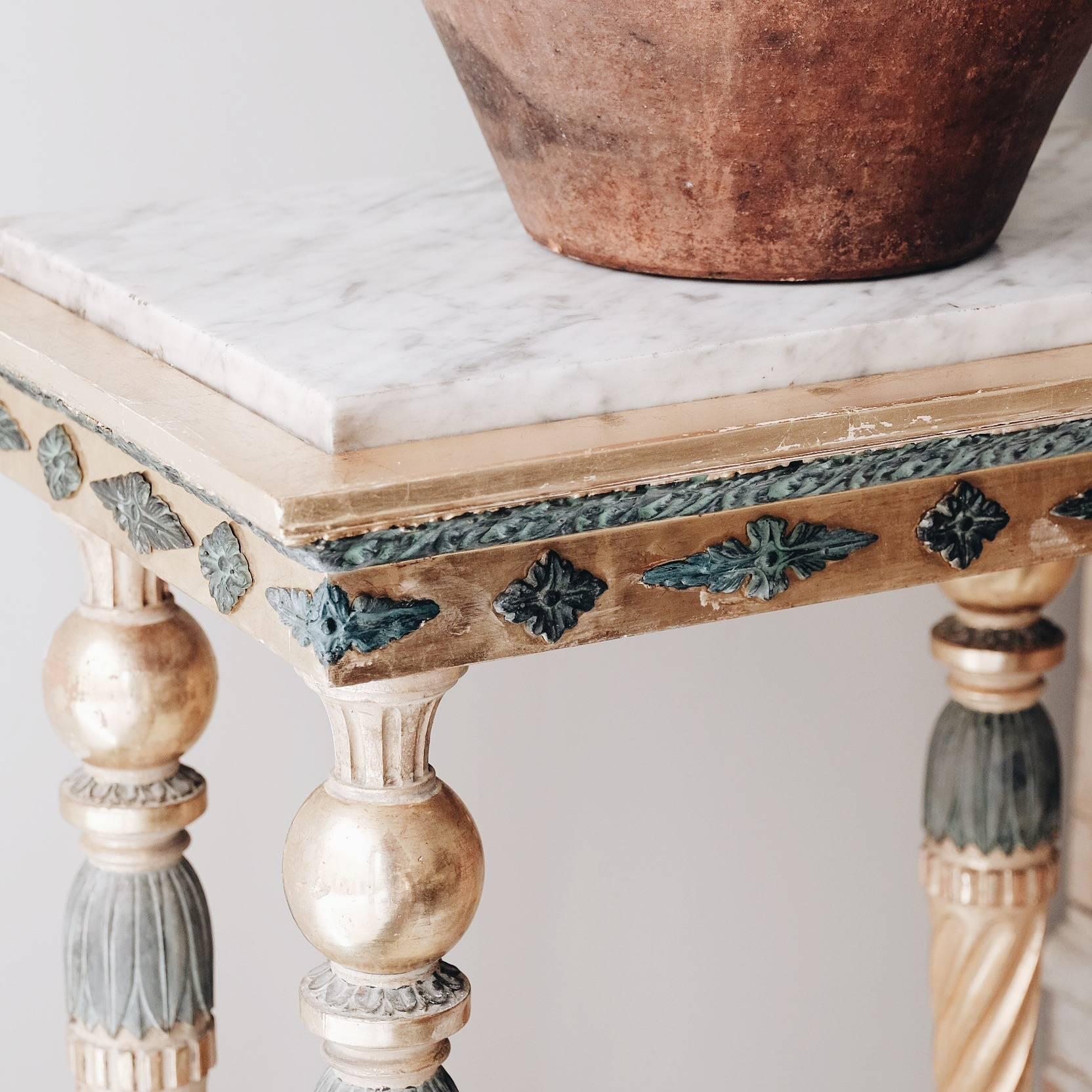 Carrara Marble Swedish 19th Century Gustavian Console Table