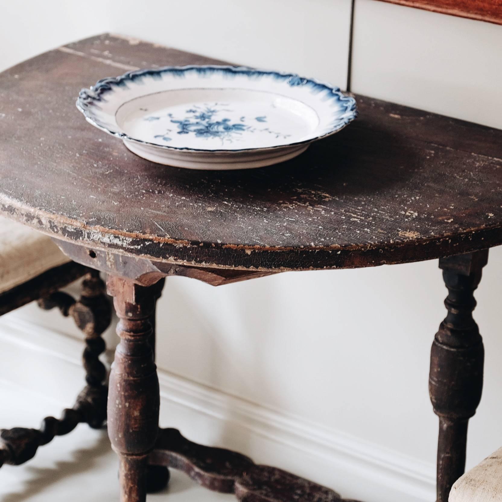 18th Century Swedish Baroque Demilune Console (Barock)