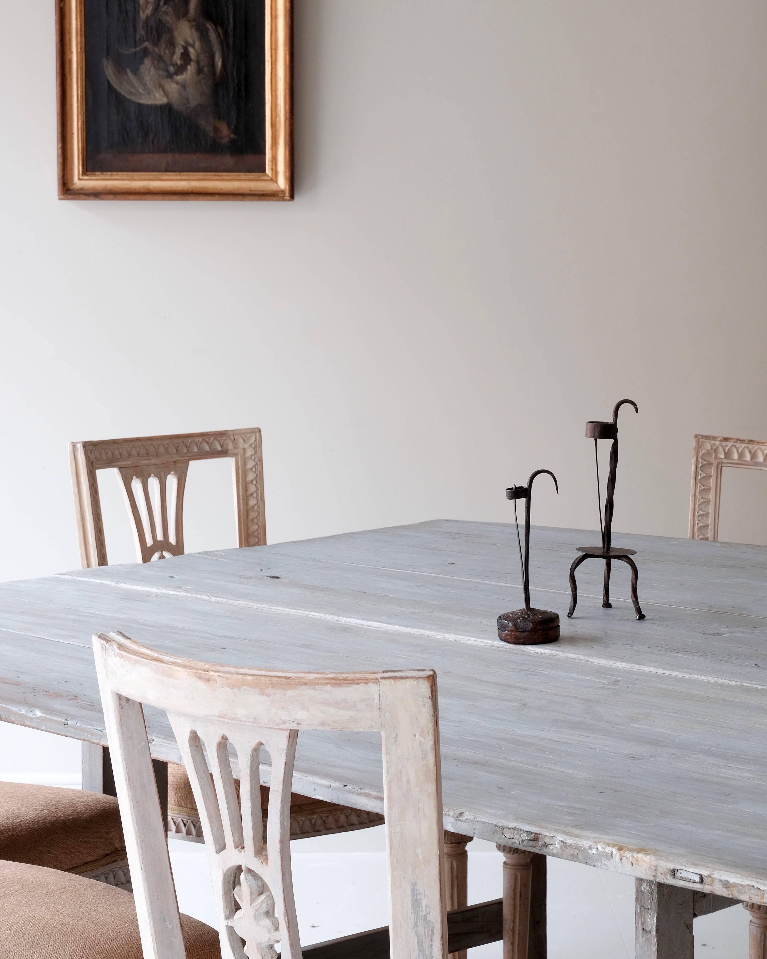 Swedish Set of Eight 18th Century Gustavian Dining Chairs