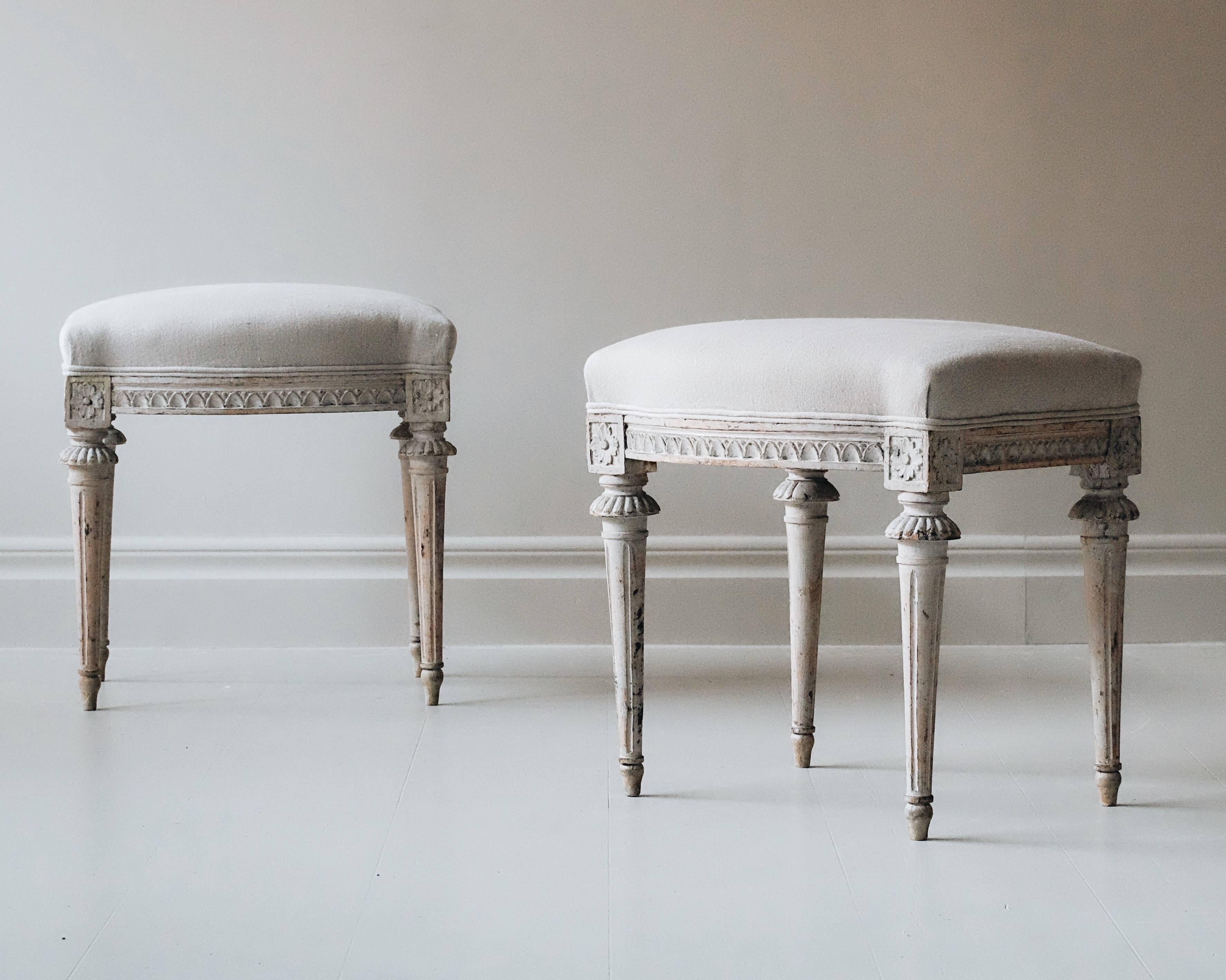 Painted Pair of 19th Century Gustavian Stools