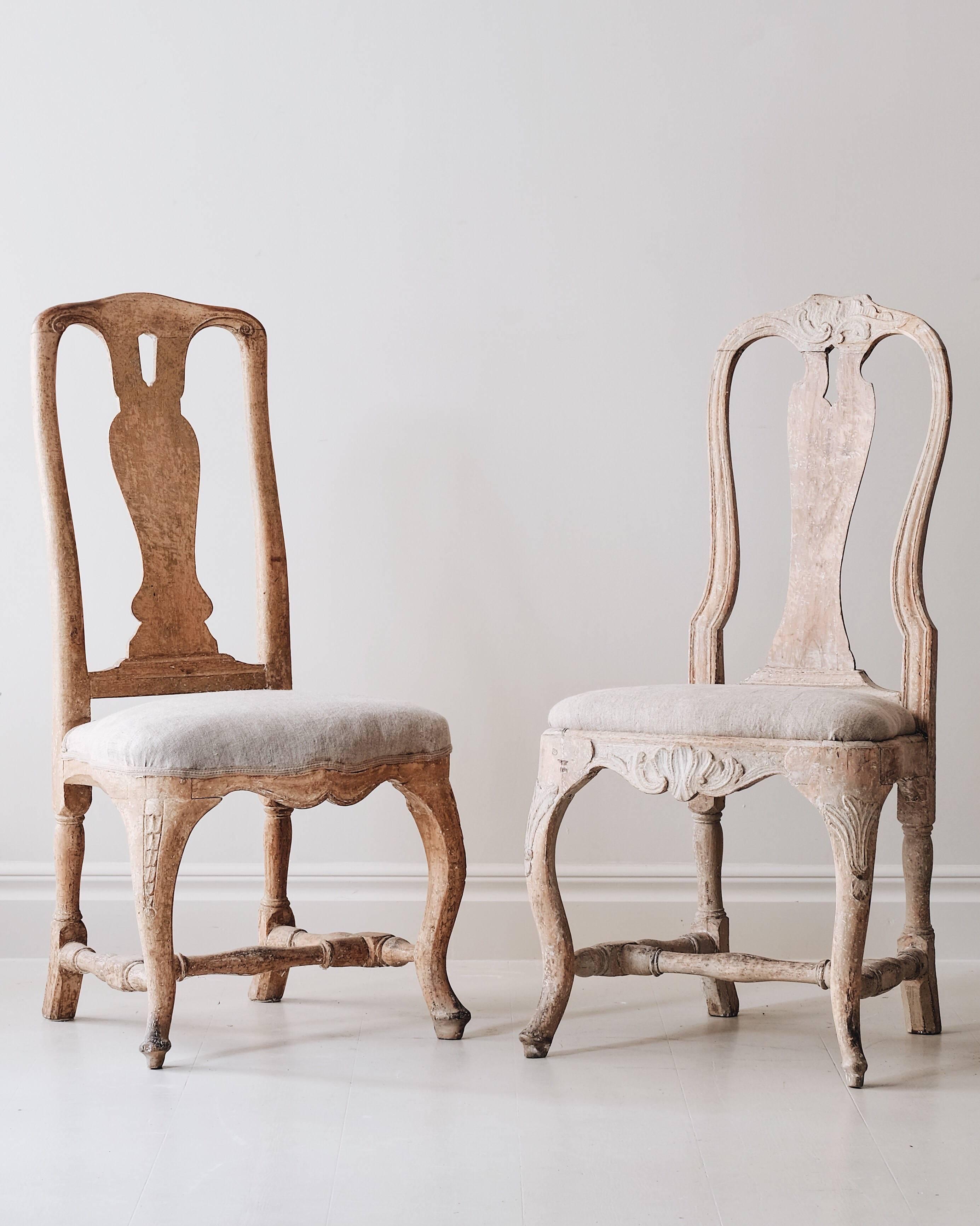 Wood Set of Six 18th Century Swedish Rococo Chairs