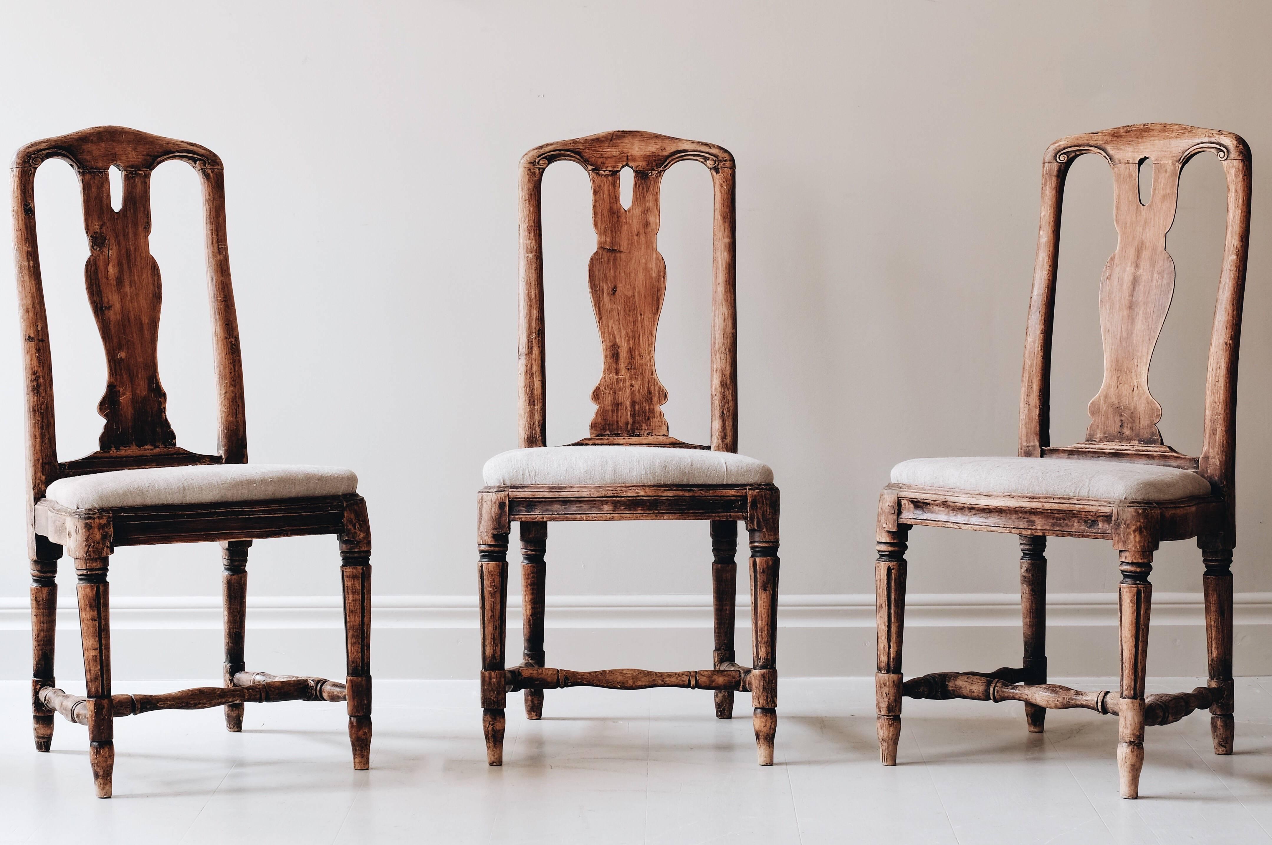 Wood Set of Six 18th Century Gustavian Chairs