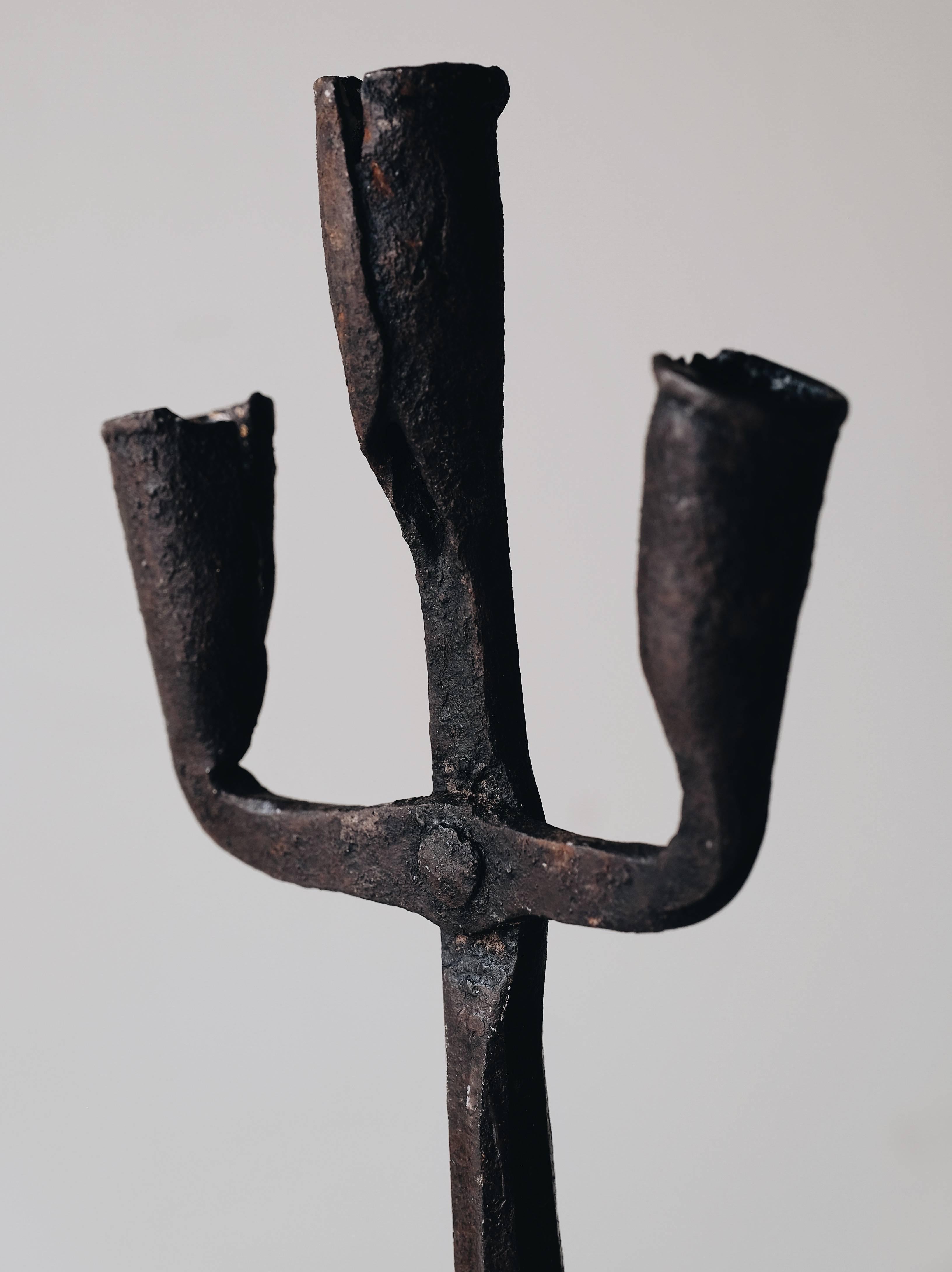 Swedish 19th Century Wrought Iron Candlestick