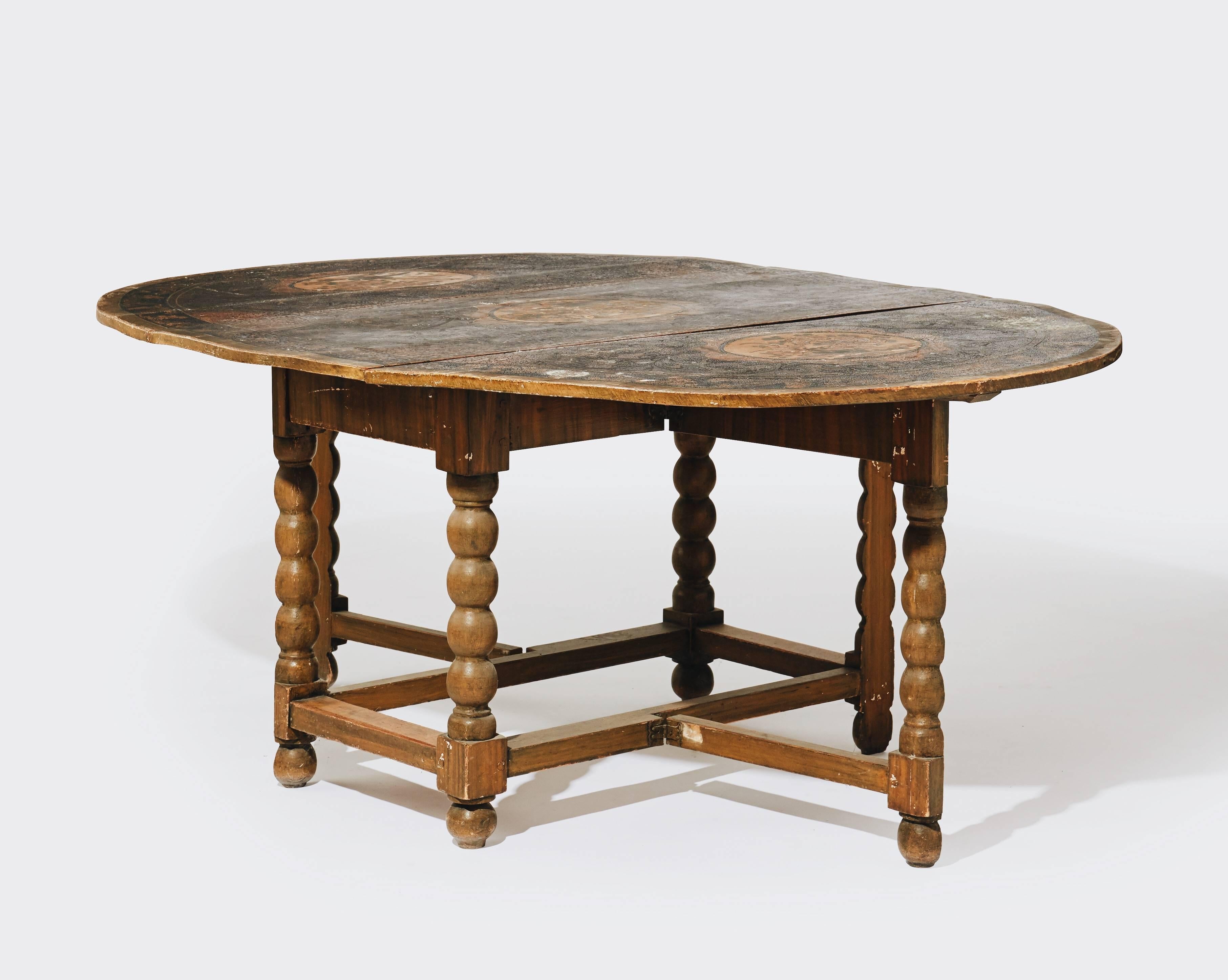 Wood 18th Century Swedish Baroque Table 