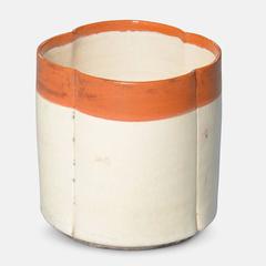 White Glazed Bowl with Orange Top